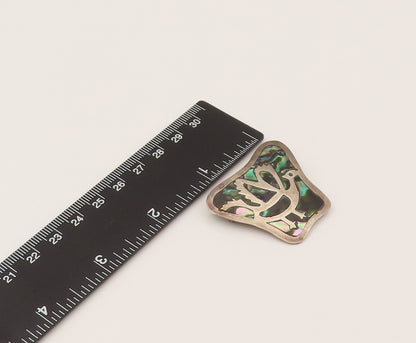 PEDRO CASTILLO 925 Silver  Vintage Inlaid Abalone & Bird Brooch Pin  BP10223