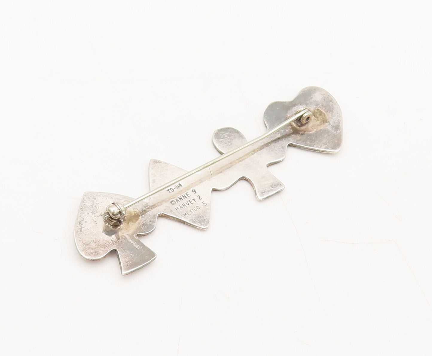 925 Sterling Silver Vintage Brooch Pin ANNE HARVEY Onyx 4 French Suits  BP10620