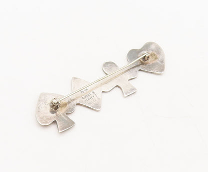 925 Sterling Silver Vintage Brooch Pin ANNE HARVEY Onyx 4 French Suits  BP10620