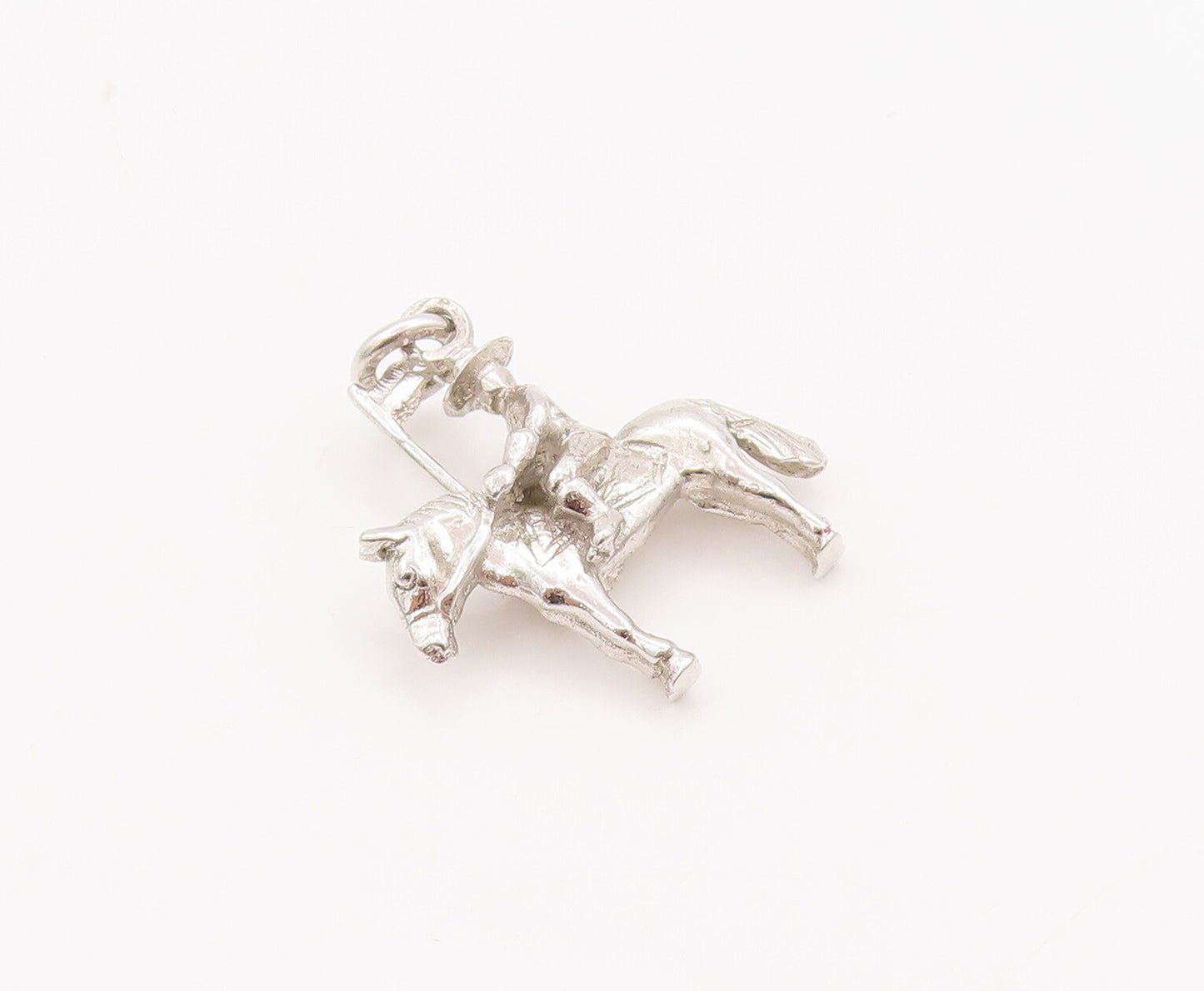 925 Sterling Silver Vintage Pendant 3D Carved Soldier With Flag On Horse PT23047