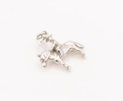 925 Sterling Silver Vintage Pendant 3D Carved Soldier With Flag On Horse PT23047