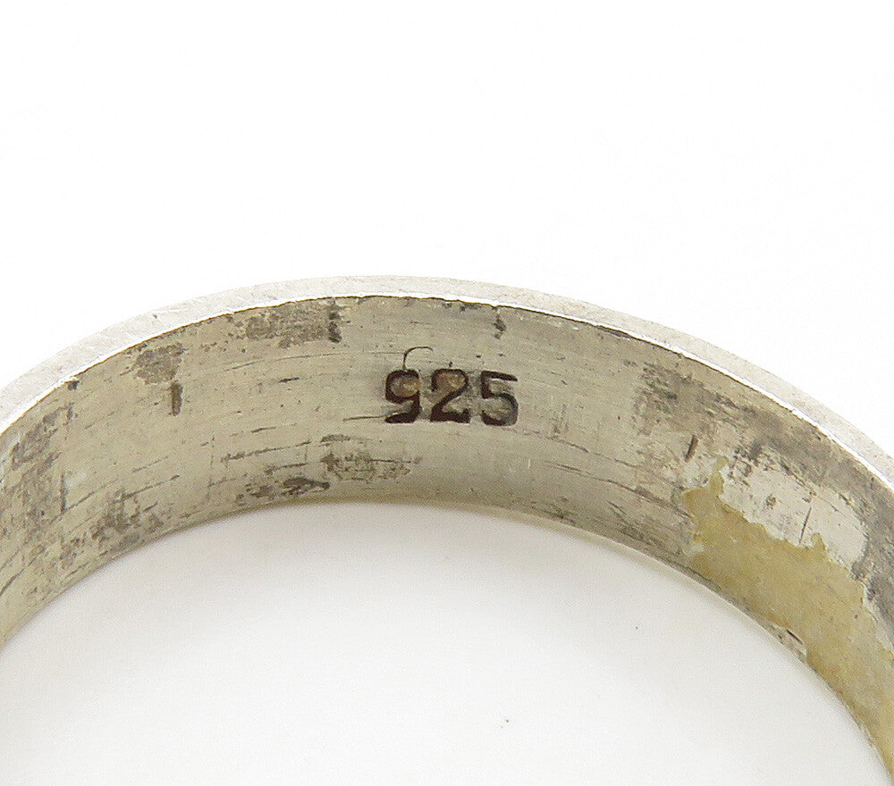 925 Sterling Silver  Vintage Shiny Etched Pattern Band Ring Sz 6  RG15477