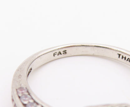 925 Sterling Silver Vintage Ring Minimalist CZ Statement Band  Sz 6  RG36265