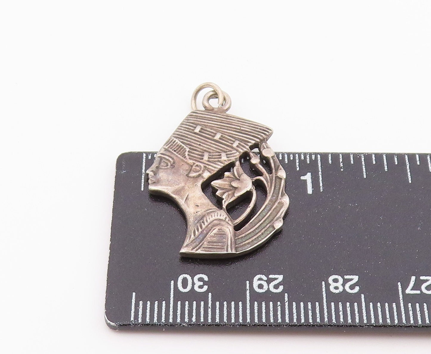 925 Sterling Silver Vintage Pendant Nefertiti Queen Floral Side Profile  PT26380