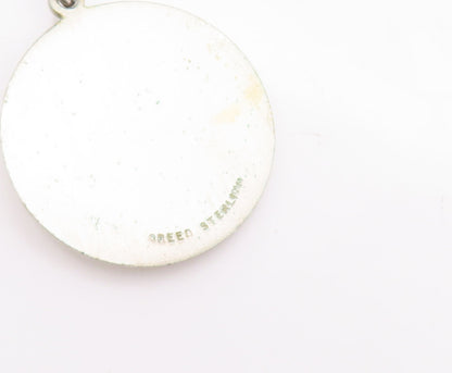 925 Sterling Silver Vintage Pendant CREED Religious Carved Heavy Coin  PT23257