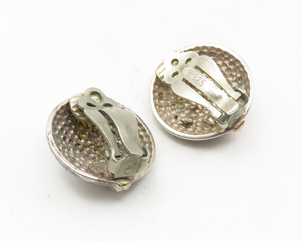 925 Sterling Silver & 14K GOLD  Vintage Two Tone Non Pierce Earrings  EG5144