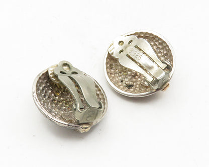 925 Sterling Silver & 14K GOLD  Vintage Two Tone Non Pierce Earrings  EG5144