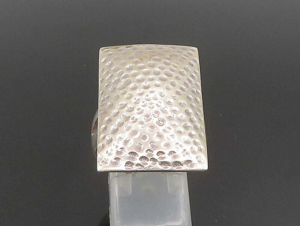 925 Sterling Silver  Vintage Rectangular Hammered Ring Sz 8.5  RG24304