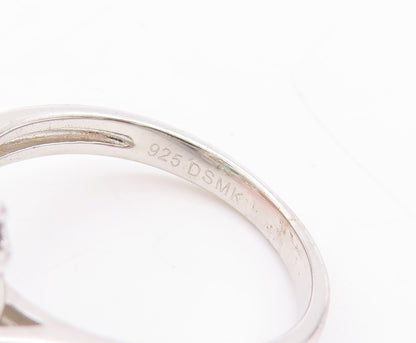 925 Sterling Silver Vintage Ring Rectangle Cut Two Tone CZ  Sz 7  RG29591