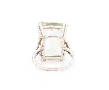 925 Sterling Silver Vintage Ring Rectangle Cut Green Amethyst  Sz 8  RG31888