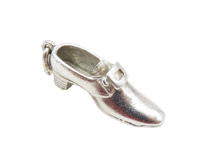 925 Sterling Silver  Vintage Shiny Smooth Shoe Motif Drop Pendant  PT7366