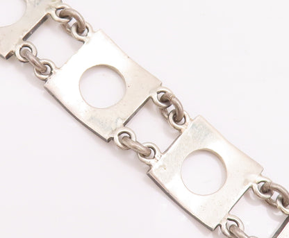 925 Sterling Silver Vintage Bracelet VERSANI Squares With Cutout Circle  BT10475