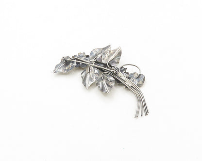 925 Sterling Silver  Vintage Sculpted Flower Bunch Smooth Brooch Pin  BP7455