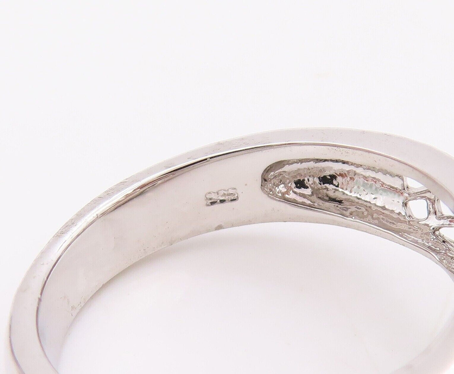 925 Sterling Silver Vintage Ring Cabochon Drop Shape Smoky Quartz  Sz 6  RG30278