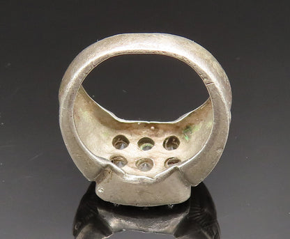 925 Silver  Vintage Cubic Zirconia Religious Cross Signet Ring Sz 9  RG24872