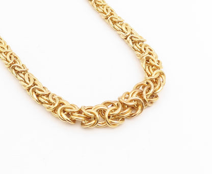 925 Sterling Silver Vintage Necklace Gold Plated Intricate Byzantine Link NE4766