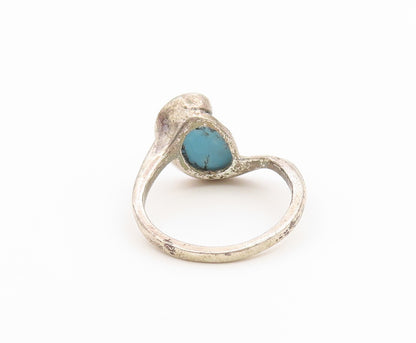 925 Sterling Silver Vintage Ring Classic Cabochon Turquoise Band  Sz 6  RG36914