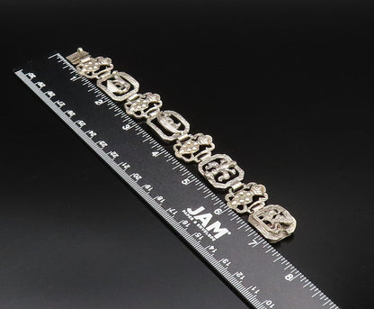 925 Silver  Vintage Pineapple Tiger & Winged Lion Cutout Link Bracelet  BT9702