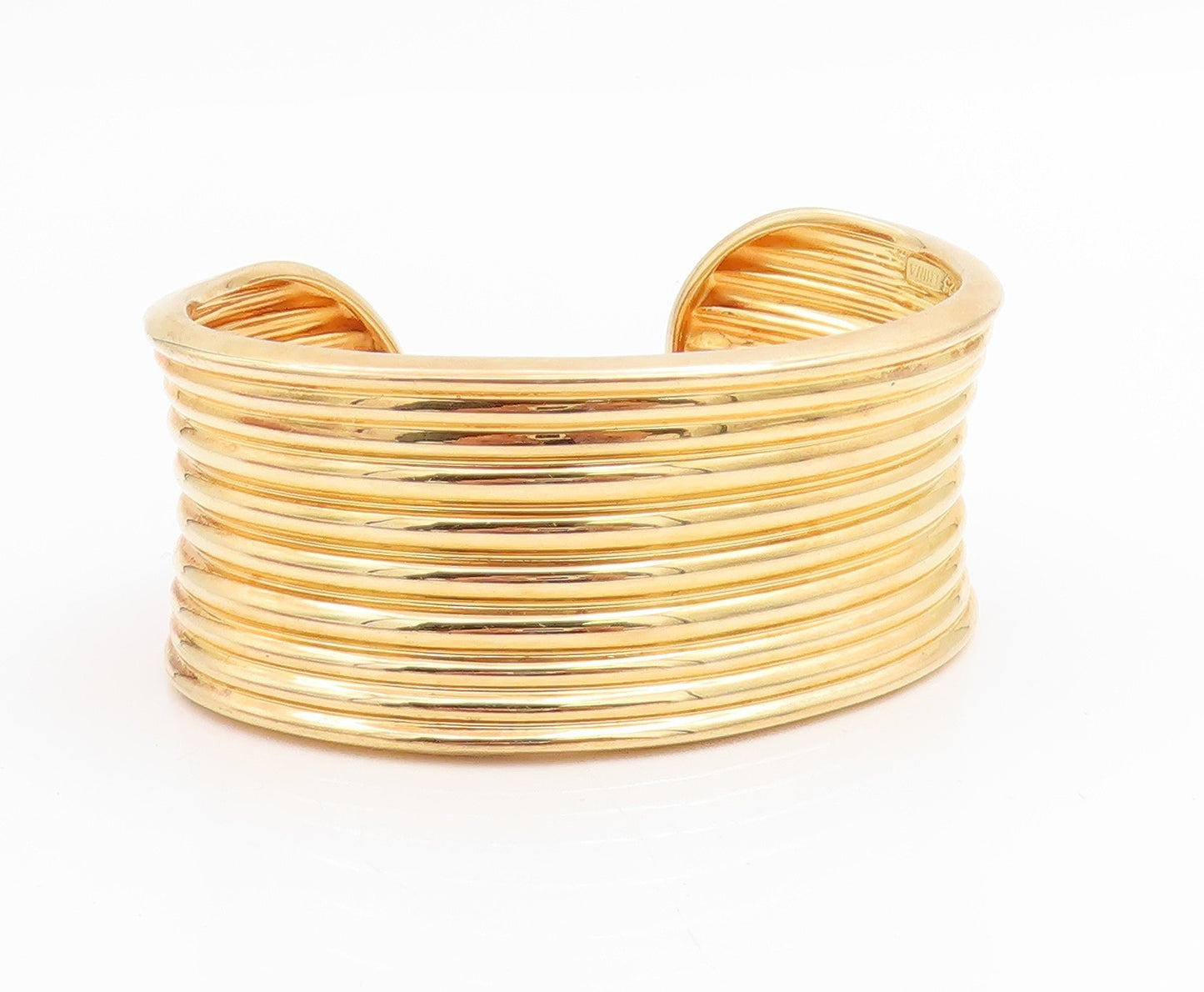 925 Sterling Silver Vintage Bracelet Gold Plated ROSS SIMON Ribbed Cuff  BT11834