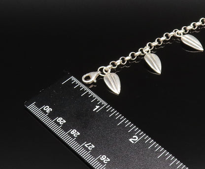 RLM STUDIO 925 Silver  Vintage Polished Leaf Charm Rolo Chain Bracelet  BT9575