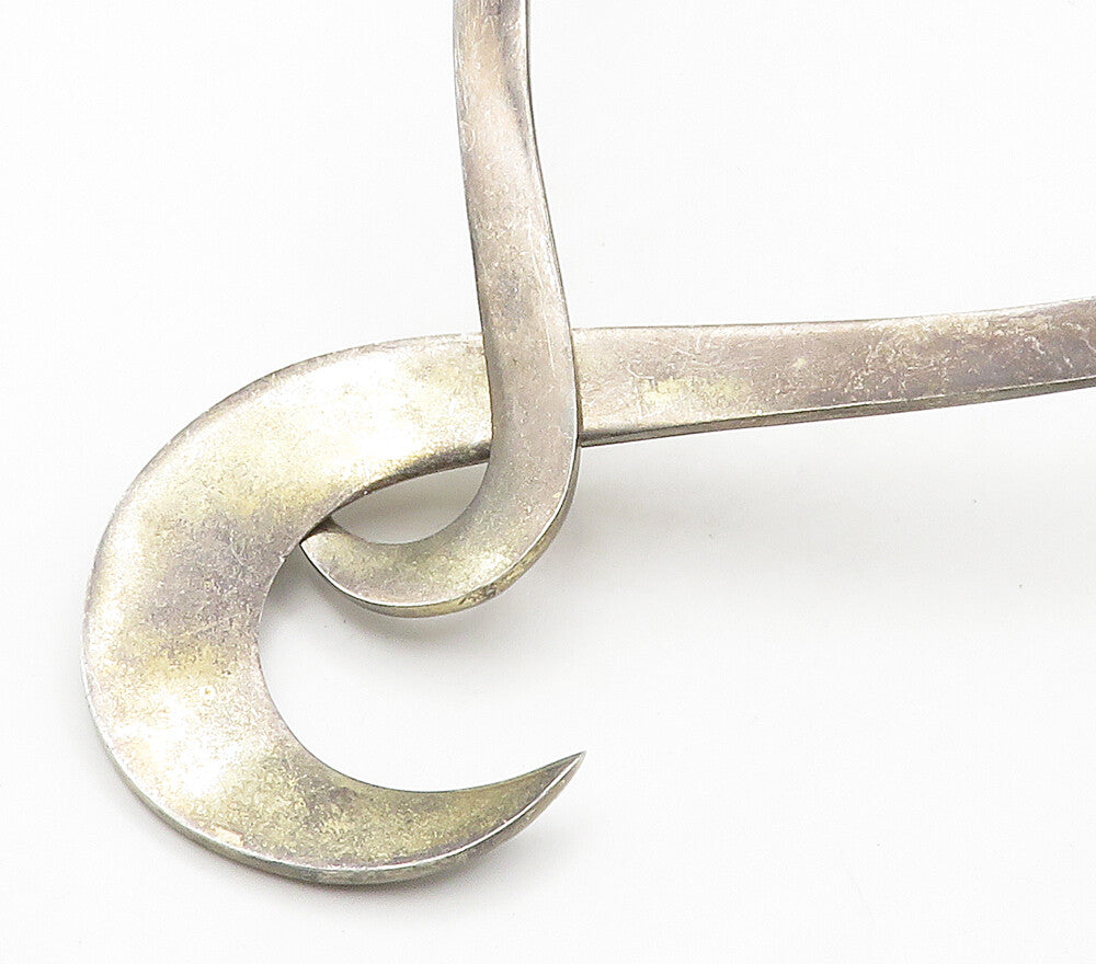 MEXICO 925 Sterling Silver  Vintage Smooth Swirl Ends Collar Necklace  NE2600