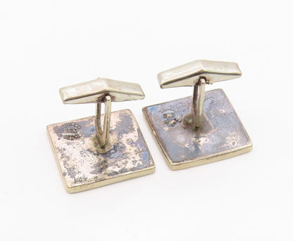 MEXICO 925 Silver  Vintage Inlaid Abalone Initial E Square Cufflinks  TR3370