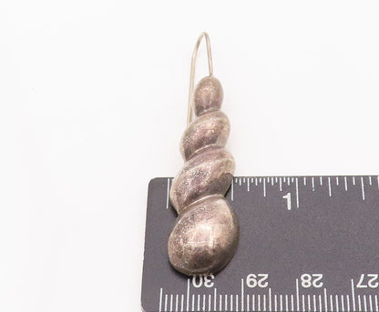 MEXICO 925 Sterling Silver Vintage Hollow Graduated Twist Drop Earrings EG9615