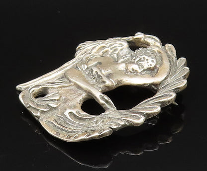 925 Sterling Silver  Vintage Antique Goddess Mermaid Brooch Pin  BP9627