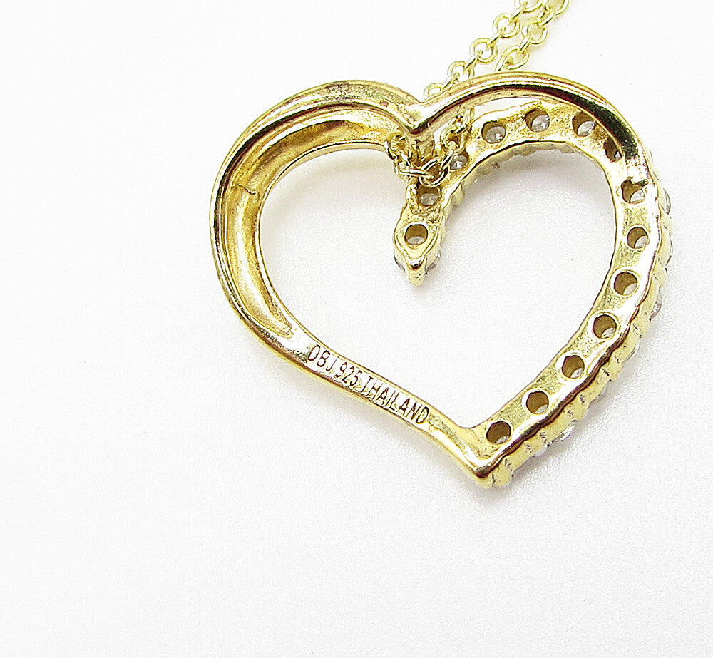 Gold Over 925 Silver  .75ctw Genuine Diamonds Love Heart Pendant & Chain PT2039