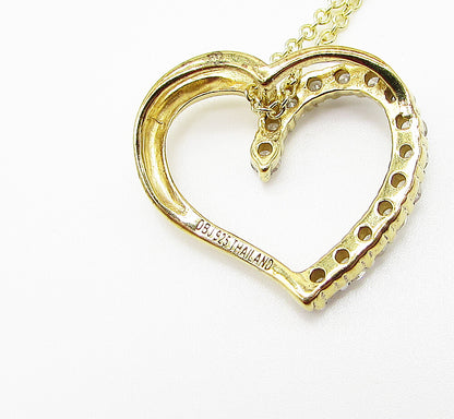 Gold Over 925 Silver  .75ctw Genuine Diamonds Love Heart Pendant & Chain PT2039