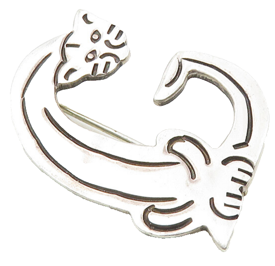 MEXICO 925 Sterling Silver  Vintage Sitting Cat G Initial Brooch Pin  BP3747