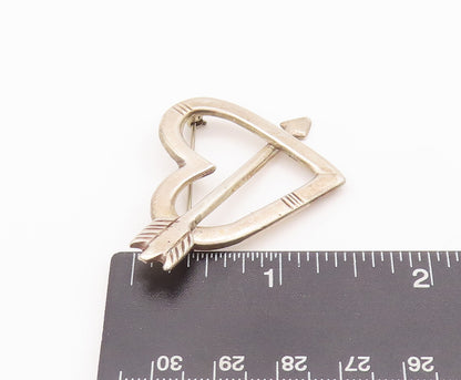 925 Sterling Silver Vintage Brooch Pin NAVAJO Carved Heart Pierced Arrow BP10667