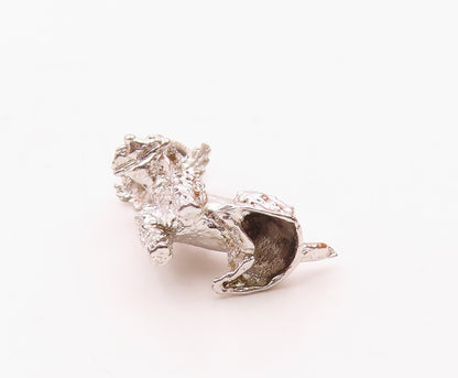 925 Sterling Silver  Vintage Sculpted Dainty Poodle Dog Charm Pendant  PT20813