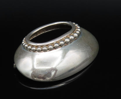 MEXICO 925 Sterling Silver  Vintage Beaded Open Oval Dome Brooch Pin  BP10039