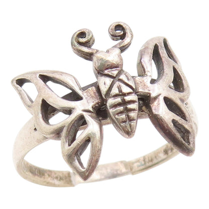 925 Sterling Silver Vintage Ring Elegant Openwork Butterfly Band  Sz 7  RG35593