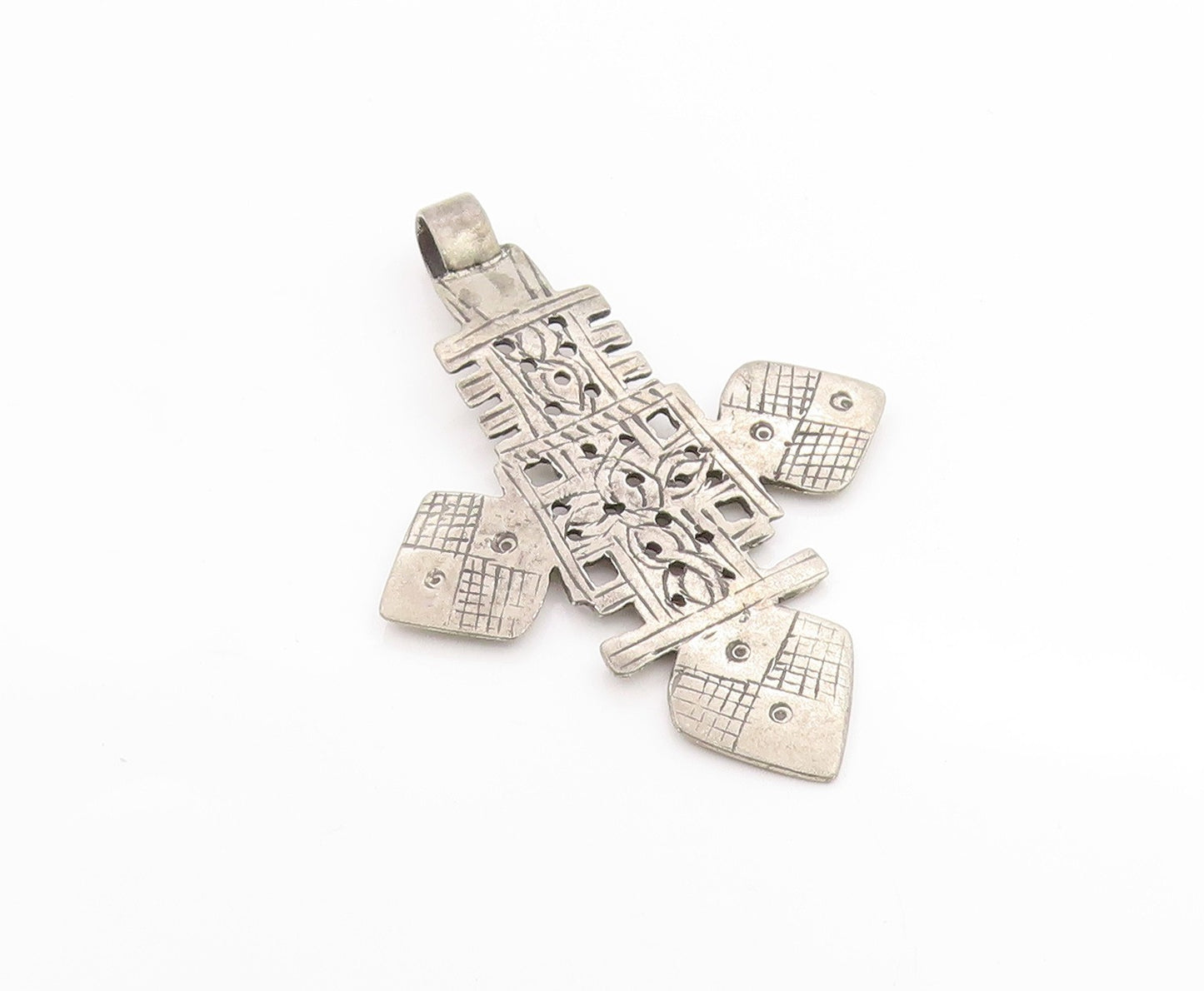 925 Sterling Silver Vintage Pendant Coptic Christian Church Cross  PT24741