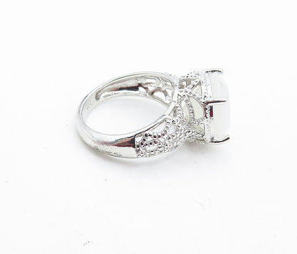 KARIS 925 Sterling Silver  Prong Set Milky Quartz Cocktail Ring Sz 6  RG7063