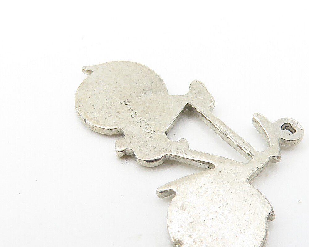 925 Sterling Silver  Vintage Petite Shiny Bicycle Motif Pendant  PT9025