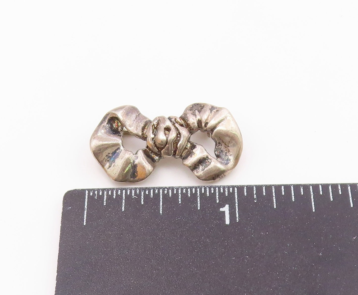 925 Sterling Silver  Vintage Dark Tone Petite Bow Tie Brooch Pin  BP7003