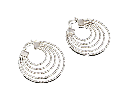 925 Sterling Silver  Vintage Graduated Twisted Multi Hoop Earrings  EG11913
