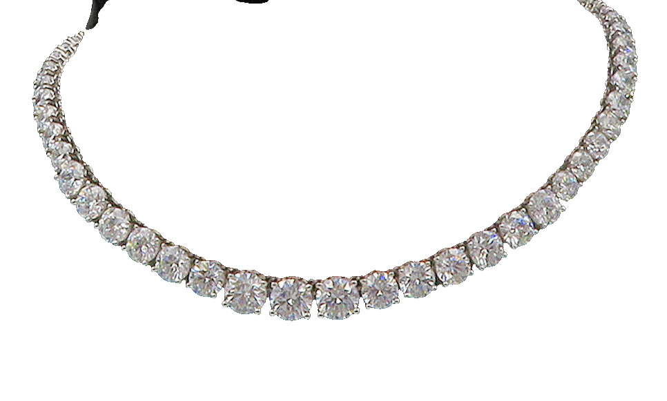 925 Sterling Silver  Sparkling Graduated Cubic Zirconia Chain Necklace  NE2471