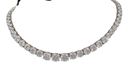 925 Sterling Silver  Sparkling Graduated Cubic Zirconia Chain Necklace  NE2471