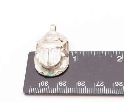 925 Sterling Silver Vintage Pendant Solid 3D Scarab Design Cutout  PT23970