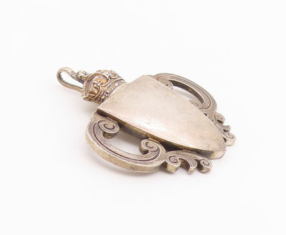 925 Sterling Silver Vintage Pendant MANTON & MOLE Crowned Shield Crest  PT26385