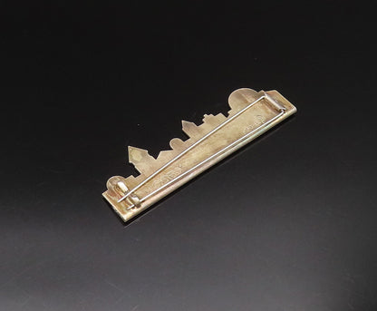 EMIL SHENFELD 925 Silver  Vintage Two Tone Jerusalem Scenery Brooch Pin BP9799