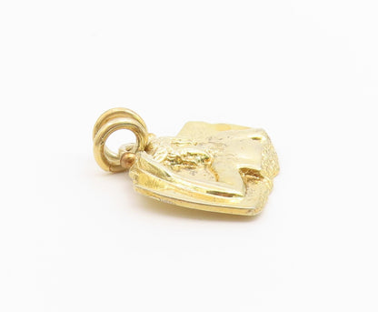 925 Sterling Silver Vintage Pendant Gold Plated Brutalist Carved Figure  PT26500
