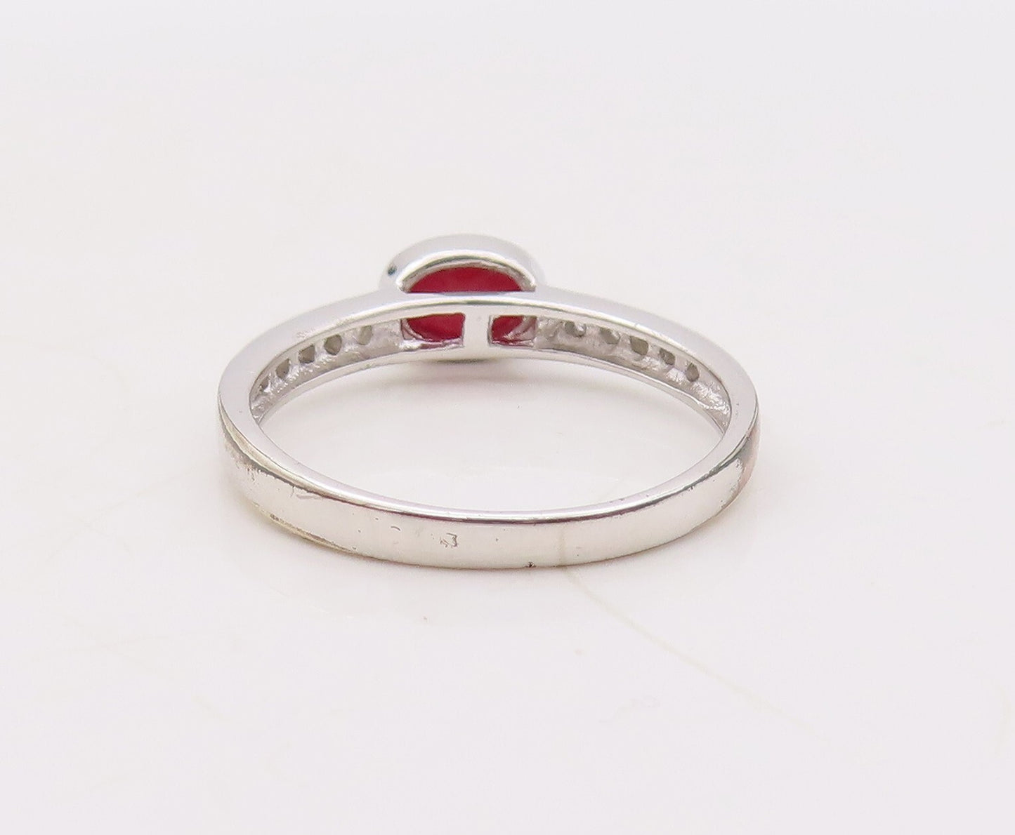 925 Sterling Silver Vintage Ring Stackable Diamonds & Gemstone  Sz 7.5  RG29903