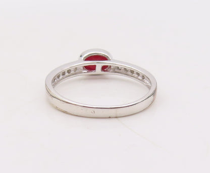 925 Sterling Silver Vintage Ring Stackable Diamonds & Gemstone  Sz 7.5  RG29903
