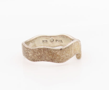 925 Sterling Silver Vintage Ring PEWTER STONE Celtic Knot Band  Sz 10  RG36331