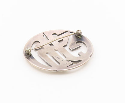 RAJ 925 Sterling Silver   Vintage Shiny Smooth Open Design Brooch Pin  BP6629